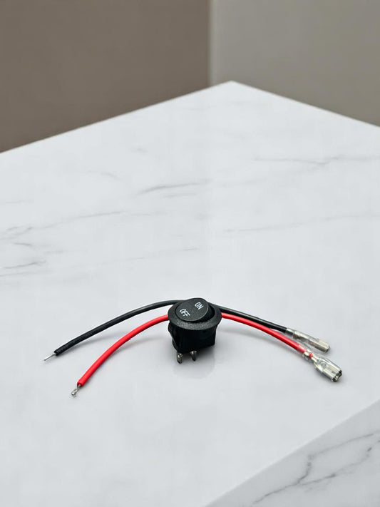 Interruptor unipolar NEGRO redondo con cables