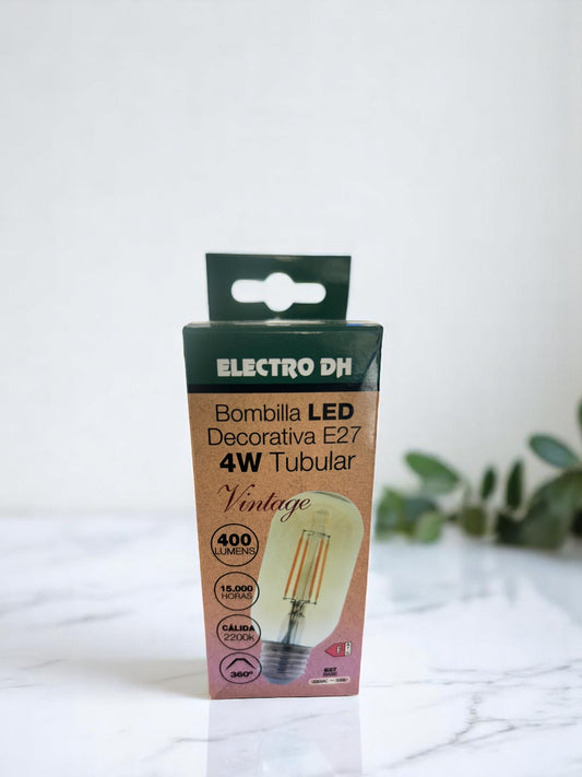 Bombilla Led 4W E27 vintage tubular